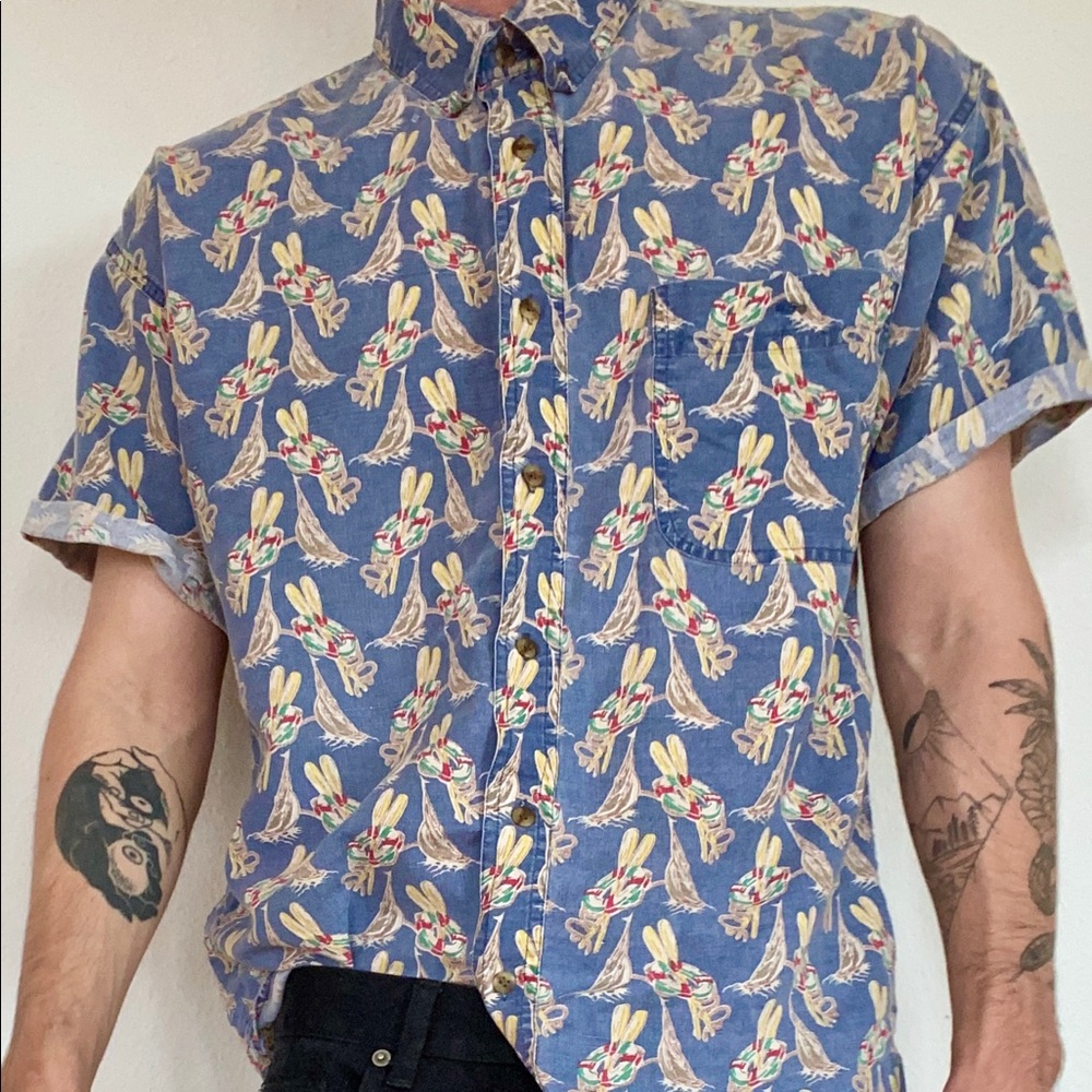 Boat themed button down shirt